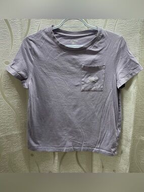 Reebok Pocket T-Shirt Womens Medium Purple Excellent Embroidered Logo Athletic